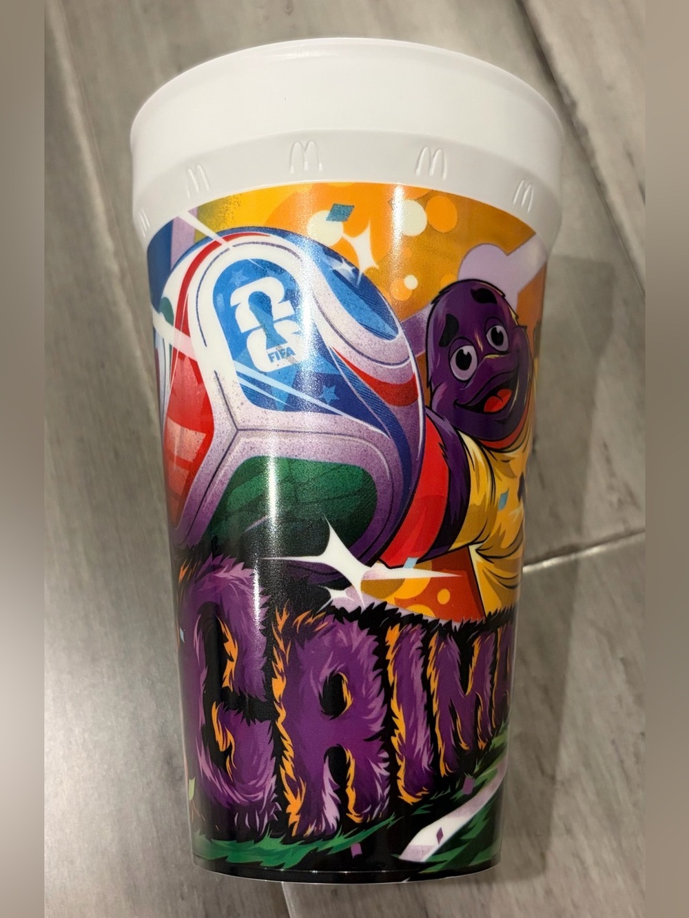 McDonald's Purple Graham World Cup Soccer Party Cup with Multicolor Ball